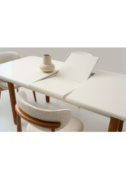 Odern Modern Yemek Odası Takımı MDF Malzemeden Açılır Dikdörtgen Masa 6 Sandalyeli modelleri