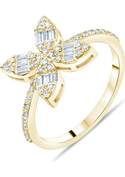 0.32 Karat Baget Pırlanta Yüzük, Gerçek Pırlanta, Sertifikalı Mücevher