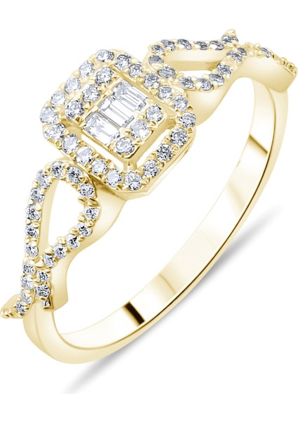 0.32 Karat Baget Pırlanta Yüzük, Gerçek Pırlanta, Sertifikalı Mücevher