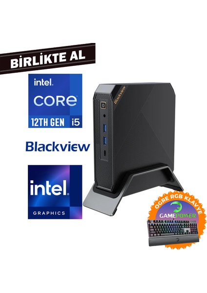 MP200 I5-12450H 16GB 512GB SSD Windows 11 Pro Mini Pc + Gaming Klavye MP20016512I5 017