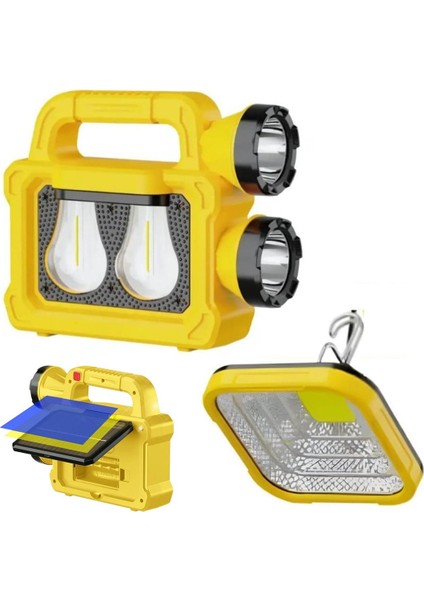 Powermaster PM-26930 Solar Güneş Panelli 6 Işık Modlu Powerbank Özellikli 2400MAH Type C Giriş 5V LED Kamp Feneri