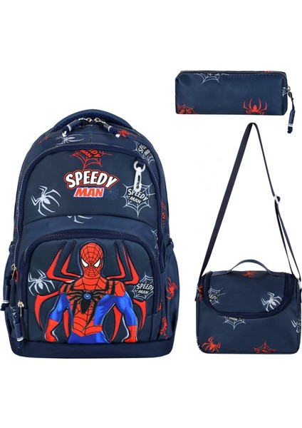 Ultra Lüks Erkek Çocuk Ortopedik Su Geçirmez Kumaş İlkokul Çantası Termal Beslenme ve Kalemlik