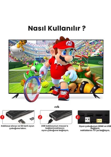 Nostalji Kablosuz Çift Kol Oyun Konsolu Uyumlu 4K-HDMI 20000 Oyunlu 2.4g Retro Gaming Stick Atari fiyatları