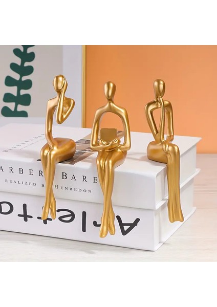 Modern Gold Düşünür Figür Dekor Seti (3'lü) modelleri