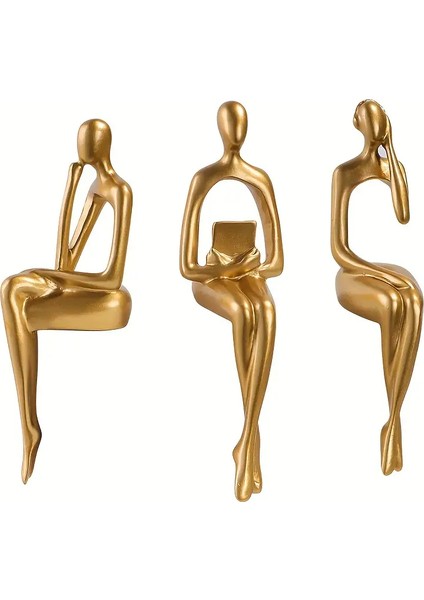 Modern Gold Düşünür Figür Dekor Seti (3'lü) fırsatları