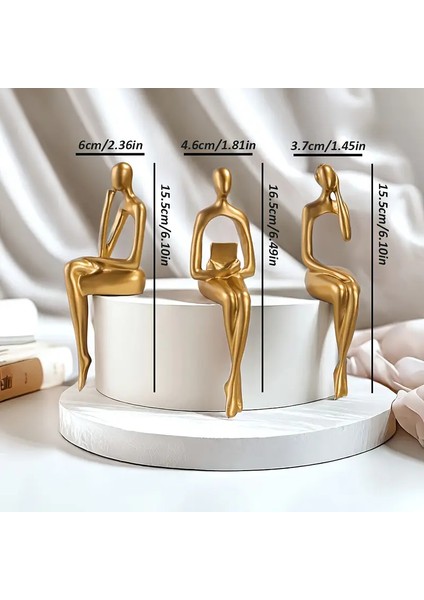 Modern Gold Düşünür Figür Dekor Seti (3'lü) indirimleri
