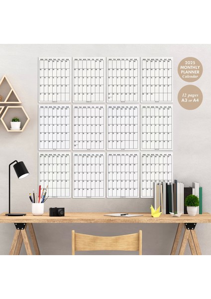 2026 Aylık Planlayıcı Duvar Takvimi, 33X48 cm & A4 Takvim, 12 Ay Poster Takvim, Organizer Takvim