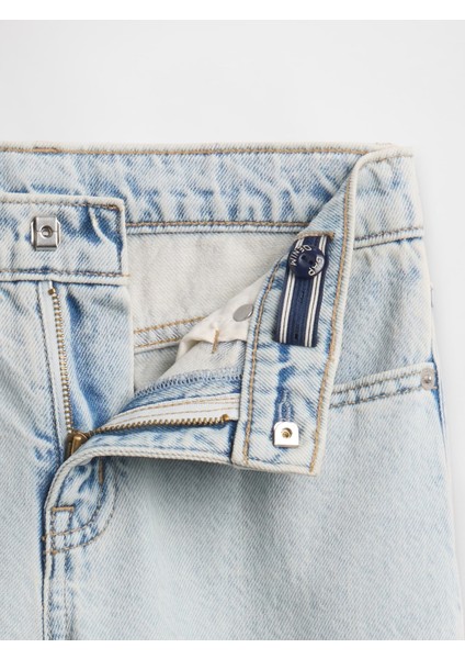 Kız Çocuk Açık Mavi High Rise Stride Wide-Leg Ankle Jean Pantolon fiyatları