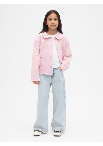 Kız Çocuk Açık Mavi High Rise Stride Wide-Leg Ankle Jean Pantolon modelleri