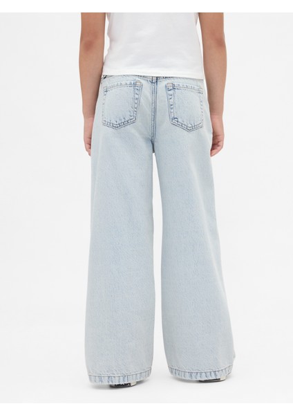 Kız Çocuk Açık Mavi High Rise Stride Wide-Leg Ankle Jean Pantolon indirimleri