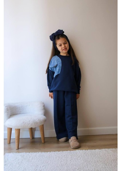 Cep Detaylı 3 Ip Şardonsuz Kız Çocuk Kışlık Lacivert Eşofman Takımı fiyatları