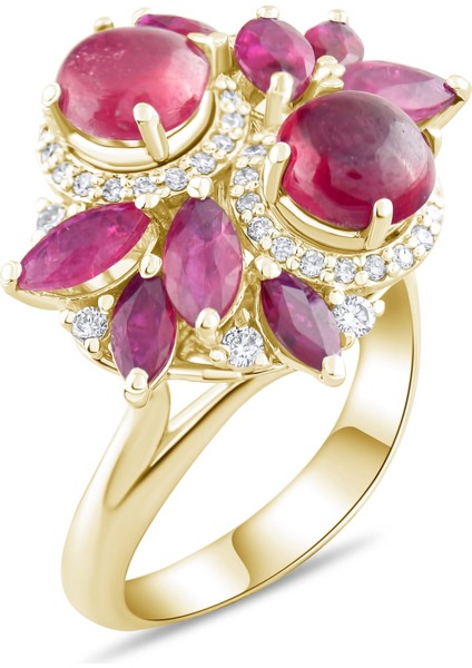 5.07 Karat Pırlanta Yakut Yüzük, Gerçek Pırlanta, Sertifikalı Mücevher