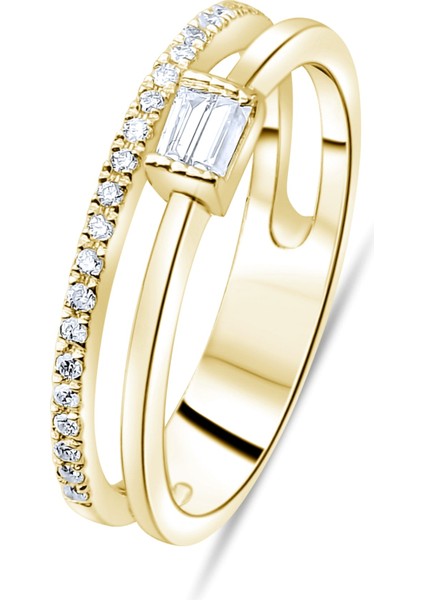 0.23 Karat Baget Pırlanta Yüzük, Gerçek Pırlanta, Sertifikalı Mücevher