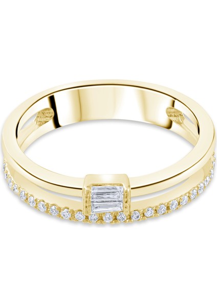 0.23 Karat Baget Pırlanta Yüzük, Gerçek Pırlanta, Sertifikalı Mücevher fırsatları