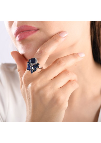 7.47 Karat Pırlanta Safir Yüzük, Gerçek Pırlanta, Sertifikalı Mücevher fiyatları