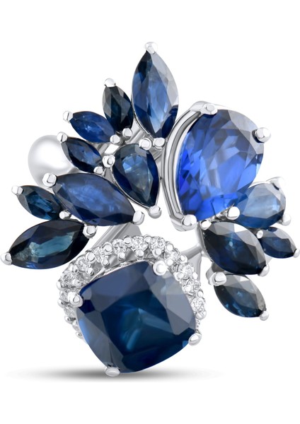 7.47 Karat Pırlanta Safir Yüzük, Gerçek Pırlanta, Sertifikalı Mücevher fırsatları