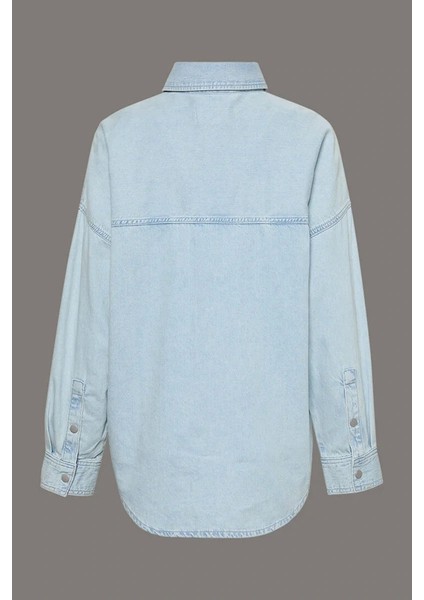 Rahat Kesim Keten Denim Kadın Mavi Gömlek LV047C709G-X1O fiyatları