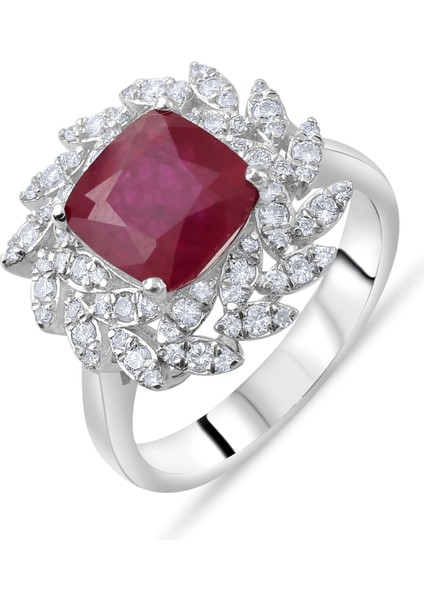 4.10 Karat Pırlanta Yakut Yüzük, Gerçek Pırlanta, Sertifikalı Mücevher