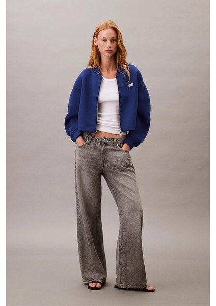 Bol Kesim Scuba Kumaş Fermuarlı Bomber Kadın Mavi Ceket LV047C524G-6A8 fiyatları