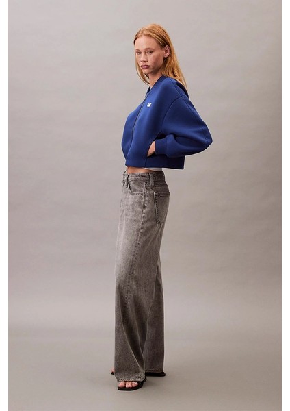 Bol Kesim Scuba Kumaş Fermuarlı Bomber Kadın Mavi Ceket LV047C524G-6A8 modelleri