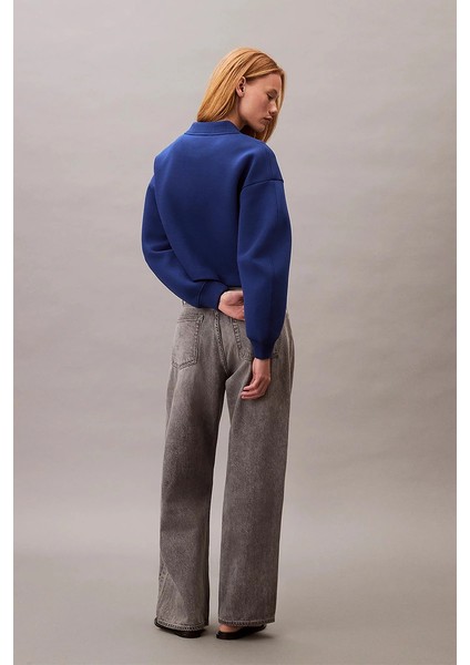 Bol Kesim Scuba Kumaş Fermuarlı Bomber Kadın Mavi Ceket LV047C524G-6A8 fırsatları