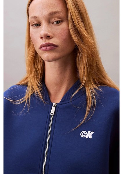 Bol Kesim Scuba Kumaş Fermuarlı Bomber Kadın Mavi Ceket LV047C524G-6A8 indirimleri