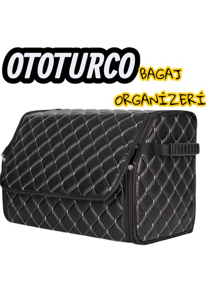 Bagaj Çantası,bagaj Organizeri,kapitoneli Ototurco Lüks Deri Çanta(Siyah-Gri)