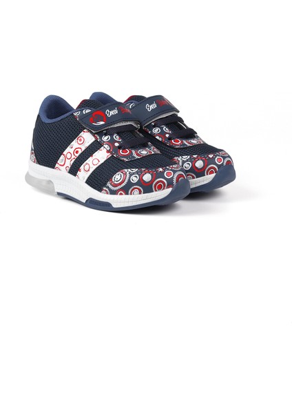 Unisex Bebe Lacivert Desenli Işıklı Cırtlı Sneaker Günlük Spor Ayakkabı