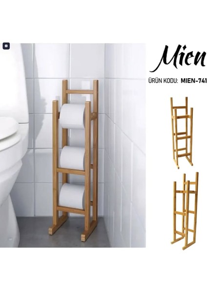 Bambu Tuvalet Kağıtlığı Yedekli