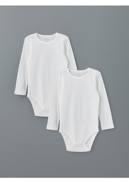 Yeni Sezon Bisiklet Yaka Basic Erkek Bebek Citcitli Bodysuit 2'li - W4LQ12Z1