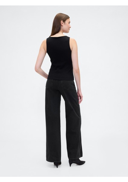 Kadın Siyah Wide Leg Denim Pantolon fırsatları
