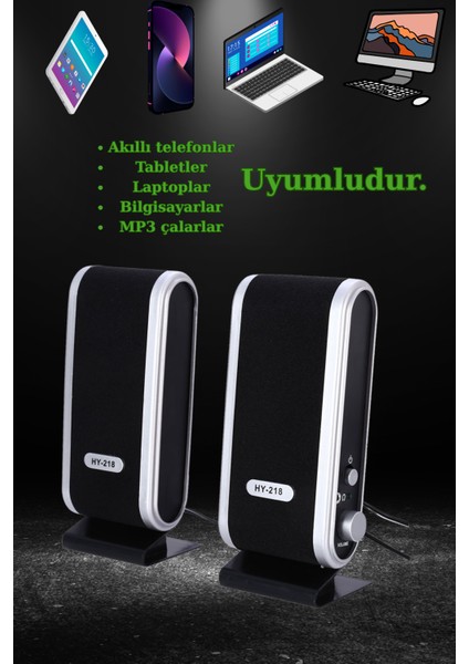 Tak Çalıştır Tüm Cihazlar Için Uyumlu 1+1 Hoparlör Speaker Ses Ayarlı Tablet-Pc-Laptop Uyumlu