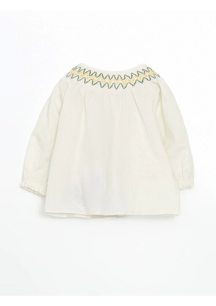 Lcw Baby Ekru Bisiklet Yaka Çiçekli Kız Bebek Gömlek ve Tayt 2'li modelleri