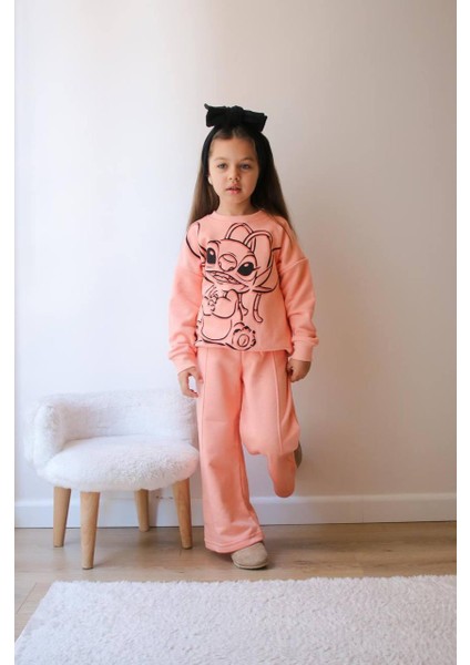 Stitch Detaylı 3 Ip Şardonsuz Kız Çocuk Kışlık Eşofman Takımı fiyatları