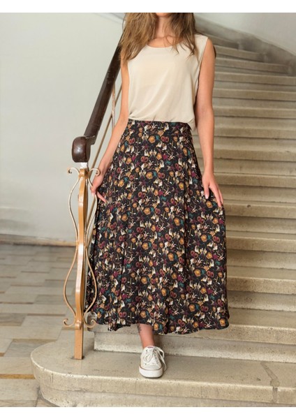 Valerie Burç Desenli Viskon Kloş Uzun Etek Kadın Çok Renkli fırsatları