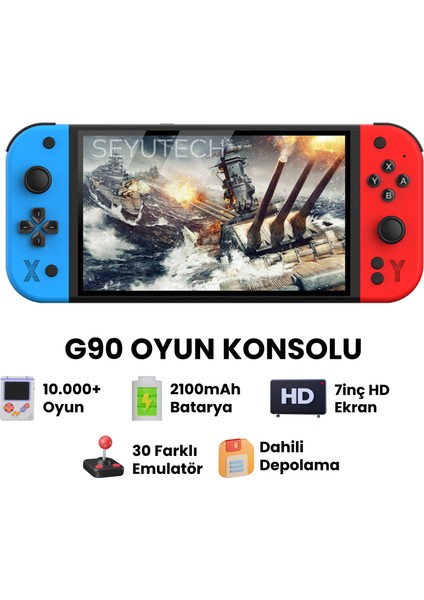 G90 Oyun Konsolu Yeni Nesil El Atarisi 2000 Mah Batarya 10.000+ Oyun 7inç Hd Ekran