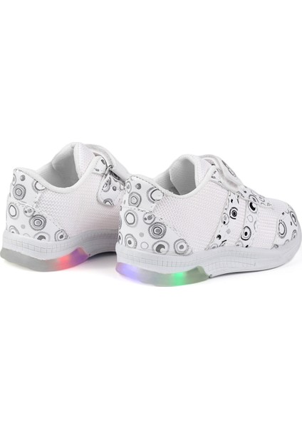 Unisex Bebe Beyaz Desenli Işıklı Cırtlı Sneaker Günlük Spor Ayakkabı fiyatları