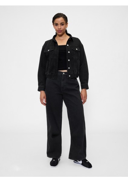 Kadın Siyah Wide Leg Denim Pantolon modelleri