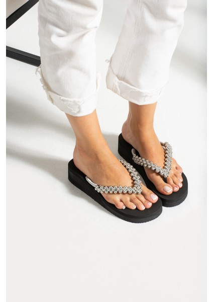 Sandy Gümüş Taşlı Kadın Parmak Arası Plaj Terlik fiyatları