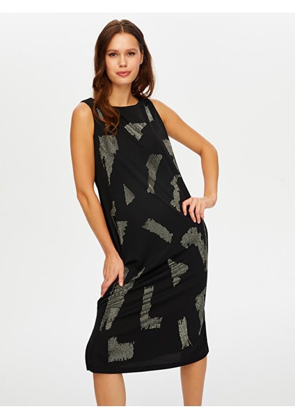 Önü Taş Baskı Detaylı Kolsuz Örme Abiye Elbise W26ABY011 fiyatları