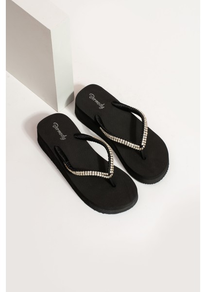 Adel Platform Gümüş Taşlı Kadın Parmak Arası Terlik modelleri