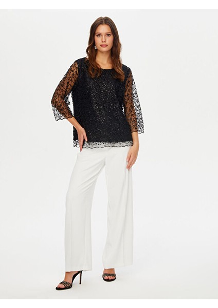 Boncuk Işli Kayık Yaka Abiye Bluz W26BLZ001