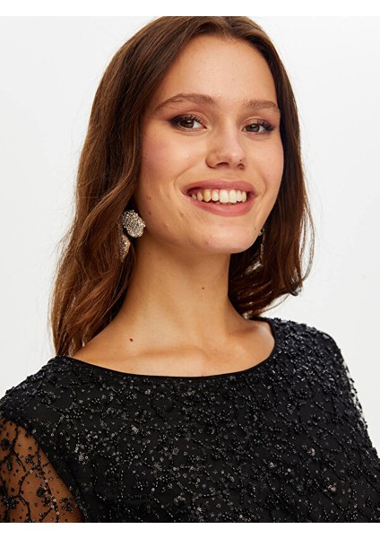 Boncuk Işli Kayık Yaka Abiye Bluz W26BLZ001 fırsatları