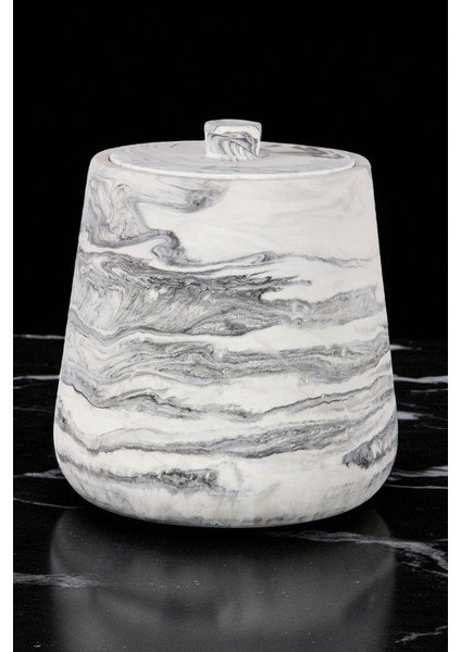 11 Parça Mermer Desenli Beton Banyo Seti | Sabunluk, Diş Fırçalık, Çöp Kovası, Klozet Fırçası modelleri