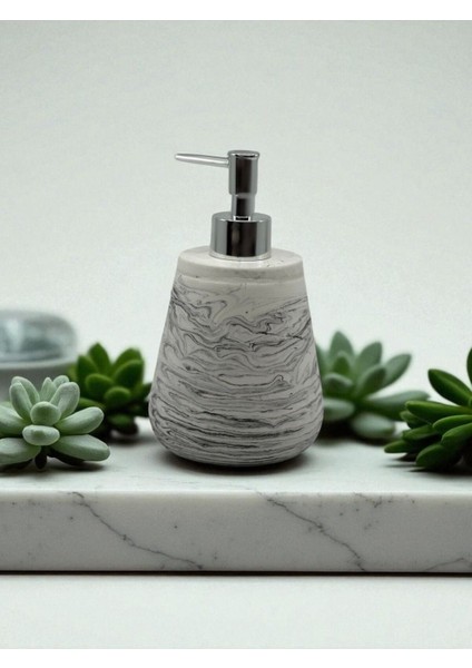 11 Parça Mermer Desenli Beton Banyo Seti | Sabunluk, Diş Fırçalık, Çöp Kovası, Klozet Fırçası fırsatları