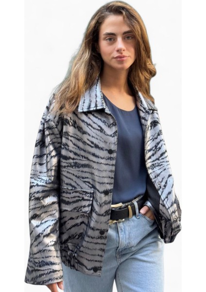 Tasarım Brooklyn Bomber Ceket Kadın Gümüş Renkli