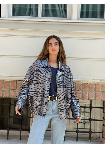 Tasarım Brooklyn Bomber Ceket Kadın Gümüş Renkli indirimleri