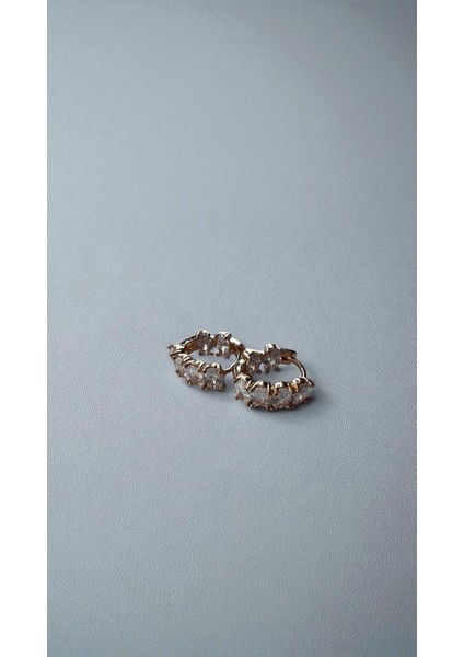 Mina White Baget Taşlı Rose Gold Tasarım Çelik Küpe modelleri