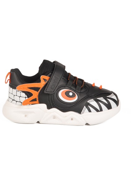 Siyah Cırtlı Işıklı Unisex Çocuk Spor Ayakkabı Stego P