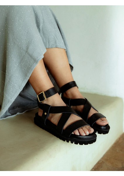Kadın Terlik Zaha Embossed G106322 Genuins Leather Dark modelleri